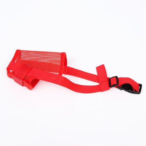 Намордник сетчатый с двойной фиксацией, размер L (длина по носу 6 см, обхват морды 25 см), красный - Пижон фото 2