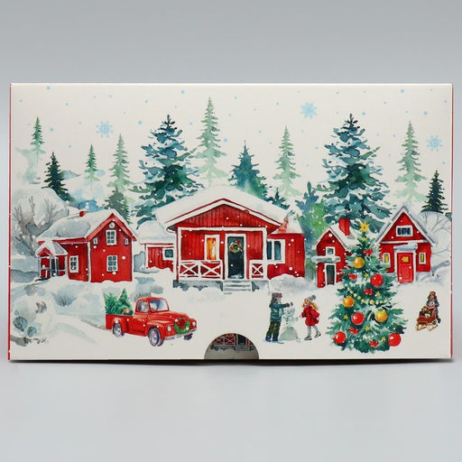 Цена за 5 шт. Коробка складная на 4 капкейка с окном «С Новым годом!», 16×16×10 см