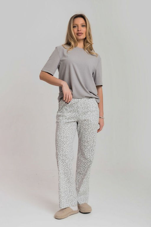 Костюм футболка и брюки М326004сб Серый/Белый