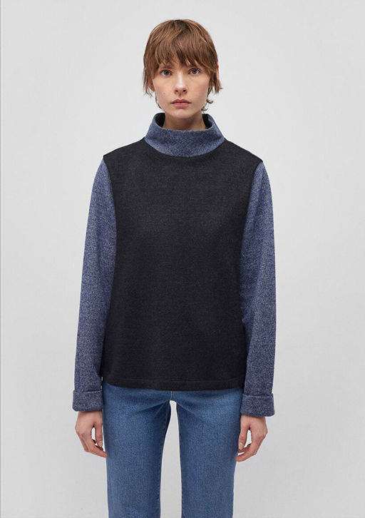 Uzun Kollu Antrasit Cizgili Tisort - Mavi фото 4