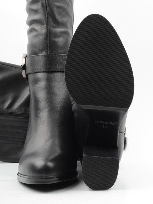 02-K56-D1 BLACK Сапоги зимние женские (натуральная кожа, натуральный мех (еврозима)) - Фабричный китай фото 15