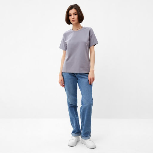 Футболка женская MINAKU: Basic line, серая, размер 44