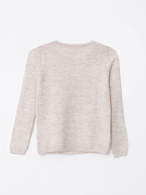 Bisiklet Yaka Desenli Uzun Kollu K?z ?ocuk Triko Kazak - Waikiki фото 2