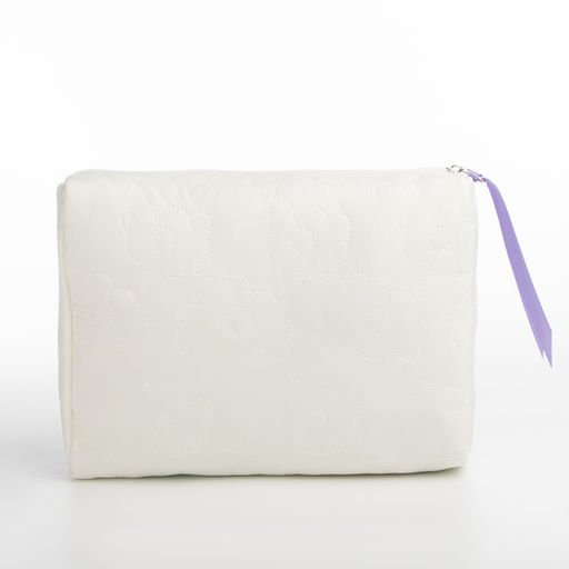 Косметичка на молнии простая, со стёжкой Цветы, белая - Simaland фото 2