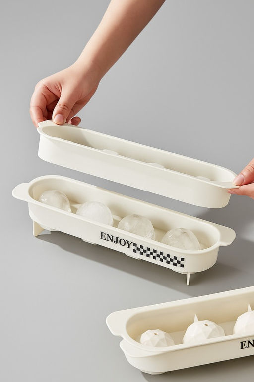 Форма для круглого льда "Four balls", 4 ячейки, белая (28*7,2*6,4 см)