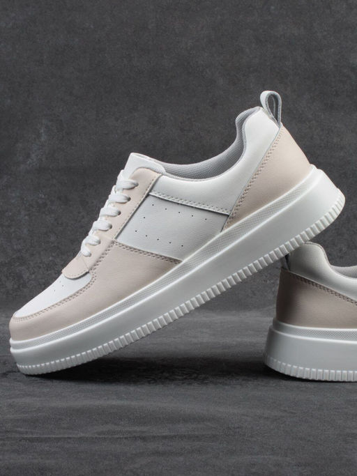 03-YJ425-1 WHITE/BEIGE Полуботинки спортивные женские (натуральная кожа) - Фабричный китай фото 15