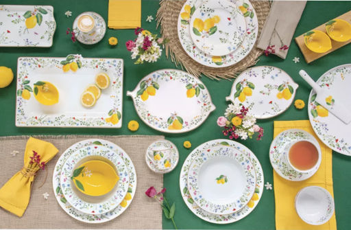 Салатник, 15х8 см, 600 мл, фарфор P, белый, Цветы и лимоны, Fleurs et Citrons