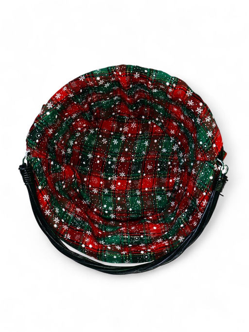 Корзина плетёная для хранения «Новогодняя», 32×32×14 см, ручка h=14 см, зелёная