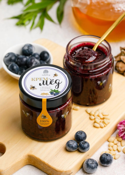 Крем-мёд с черникой и кедровым орехом, 180 г