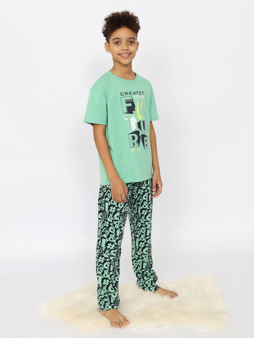 CRB wear/CSJB 50167-37 Пижама для мальчика (футболка, брюки),зеленый/Ex.Cherubino  фото 4