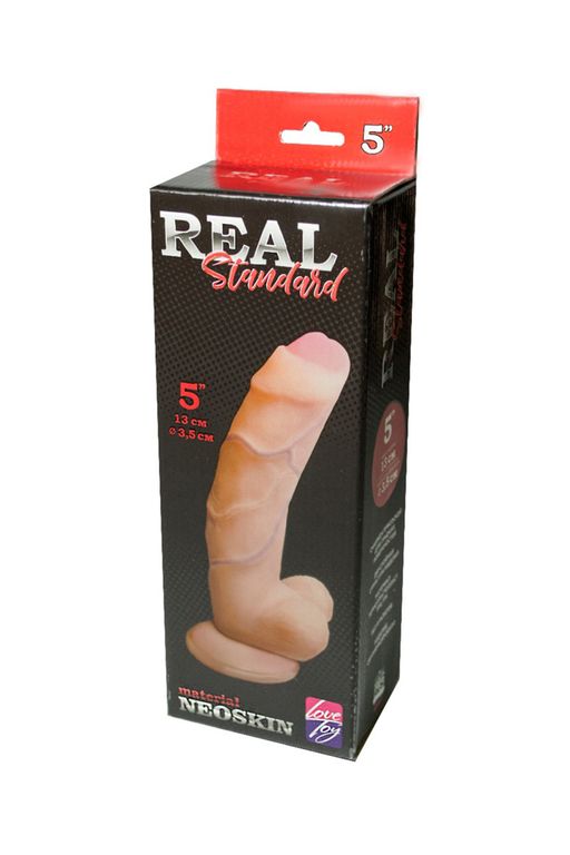 Фаллоимитатор неоскин на присоске REAL Standard Lovetoy, TPR, телесный, 18 см  фото 3