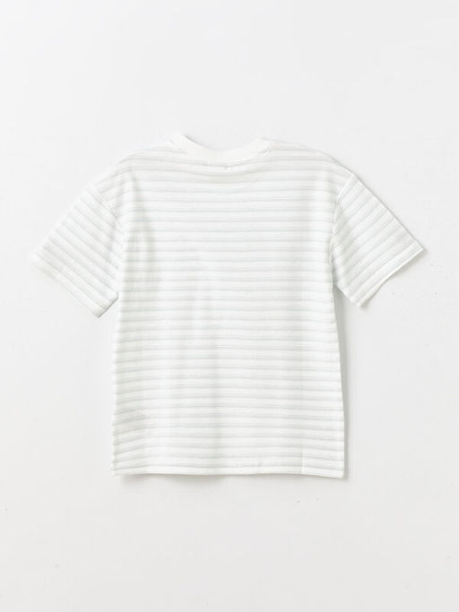 Bisiklet Yaka ?izgili K?sa Kollu Erkek ?ocuk Ti??rt - Waikiki фото 2