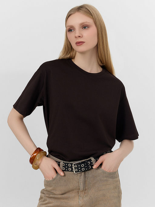 Футболка базовая женская коричневая - Mark formelle фото 5