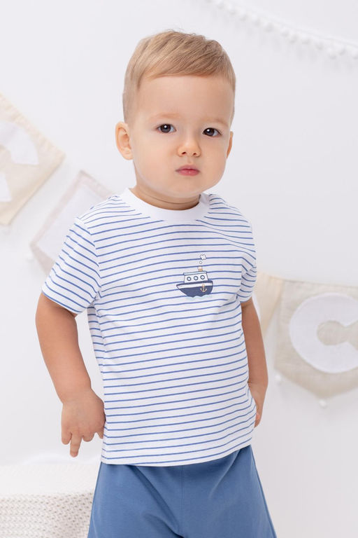 КР 302020/синяя полоска на белом фуфайка (футболка) д/мал яс