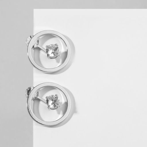 Серьги со стразами Трансформер 2в1, цвет белый в серебре - Queen fair фото 2