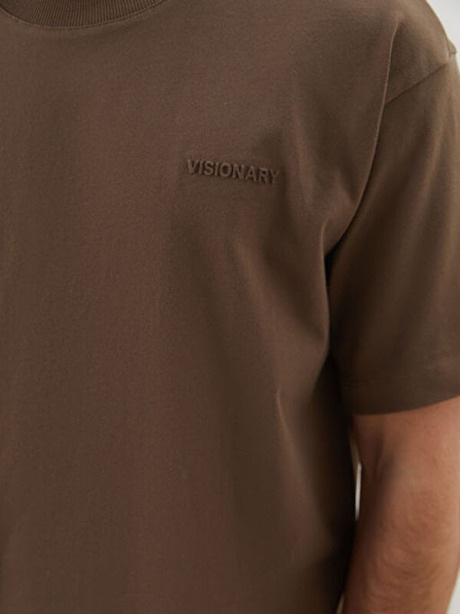 Bisiklet Yaka Bask?l? Penye Erkek Ti??rt