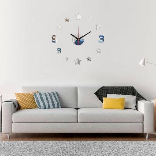 Часы настенные интерьерные «Звёзды», 3D, наклейка, бесшумные, плавный ход, d=40 см