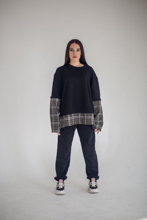 302 Костюм комбинированный, черный/хаки клетка - Knitka wear фото 7