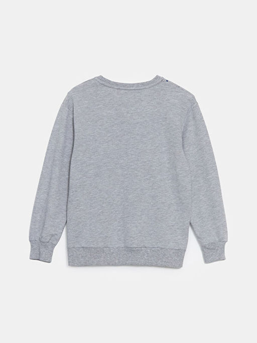 Bisiklet Yaka Bask?l? Erkek ?ocuk Sweatshirt