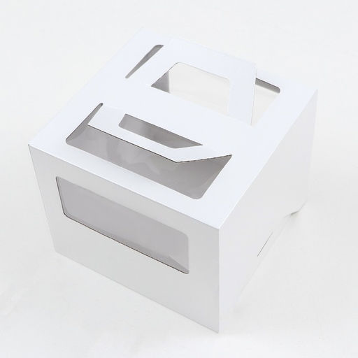 Коробка под торт 2 окна, с ручками, жемчуг, глянцевая, 24 х 24 х 20 см - UPAK LAND фото 2