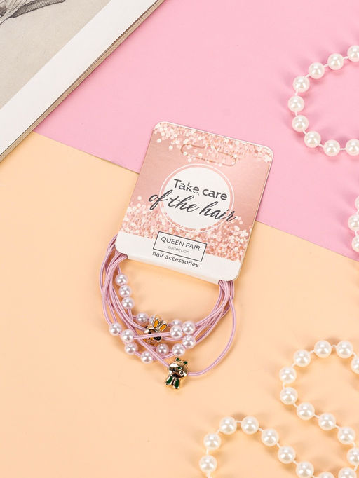 Цена за 6 шт. Резинки для волос «Авелин», набор 2 шт., киска бусинки, МИКС