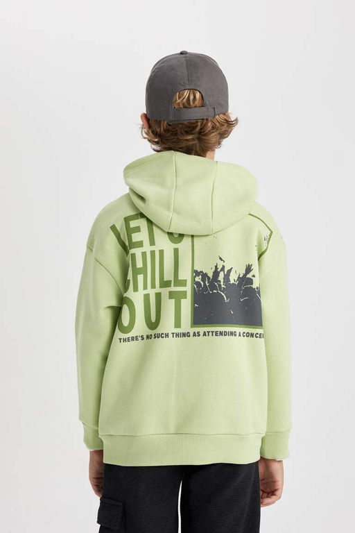 Толстовка оверсайз с капюшоном и принтом для мальчиков - Defacto фото 10