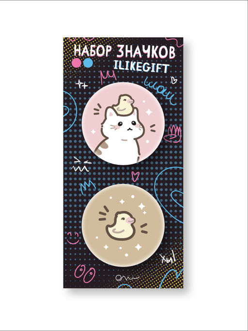 Набор закатных значков 2 шт. iLikeGift "Cat duck"