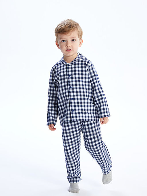 G?mlek Yaka Uzun Kollu Ekose Erkek Bebek Pijama Tak?m? - Waikiki фото 2