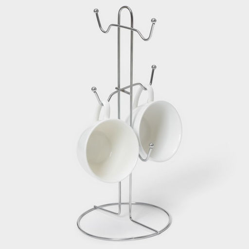 Держатель для кружек на 6 предметов Доляна, 13.5×13.5×31 см, серый