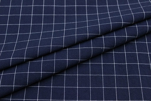 Вареный (стираный) хлопок Белая клетка (1.6*1.6см) на чернильном, ш.2.5м, хл-100%, 125гр/м.кв - Купава фото 2
