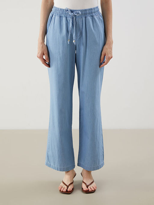 Beli Lastikli Wideleg Kad?n Jean Pantolon