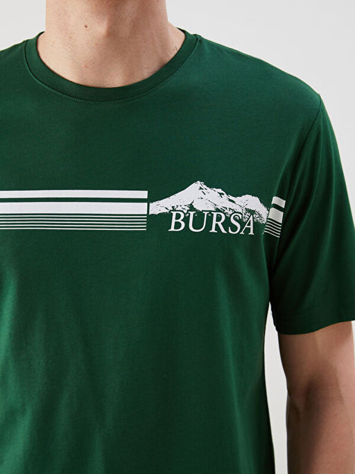 Bisiklet Yaka Bursa Bask?l? Penye Erkek Ti??rt