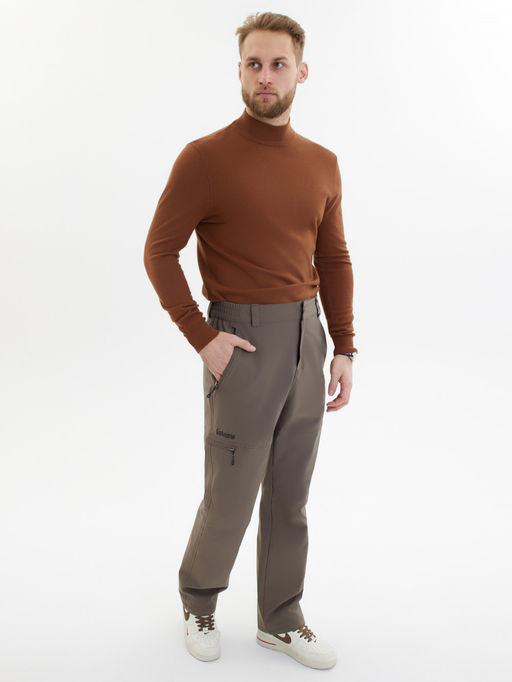 Брюки утепленный мужской зимние спортивные коричневого цвета 21137K - Colannia фото 4