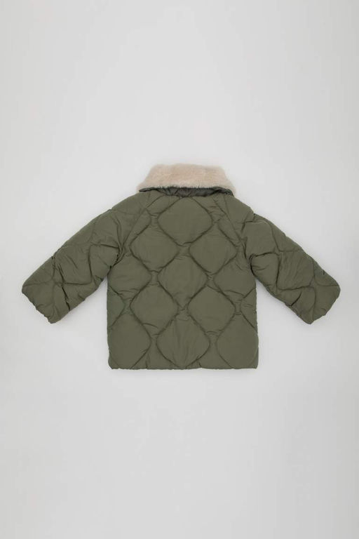 Стеганое плюшевое пальто с воротником для маленьких девочек - Defacto фото 5