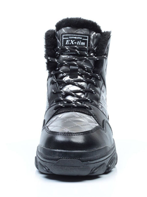 2222-3 BLACK Ботинки зимние женские (искусственные материалы)
