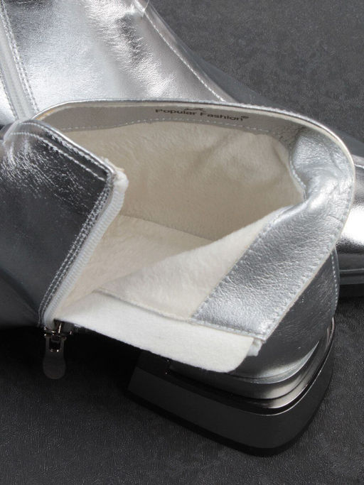 01-B50B-96C GREY/SILVER Ботинки демисезонные женские (натуральная кожа, байка)