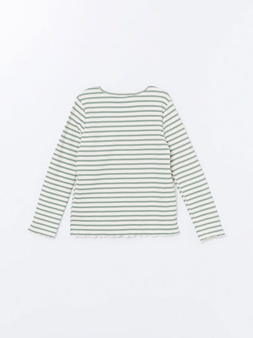 Bisiklet Yaka Uzun Kollu ?izgili K?z ?ocuk Ti??rt