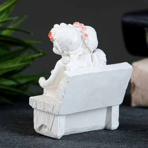 Фигурка гипс Ангел на скамейке, перламутр, 8?7?5 см