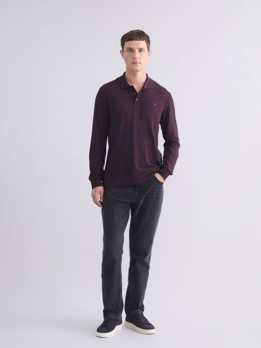 Polo Yaka Uzun Kollu Erkek Sweatshirt