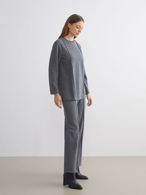 B?y?k Beden Bisiklet Yaka Kad?n Sweatshirt Tunik