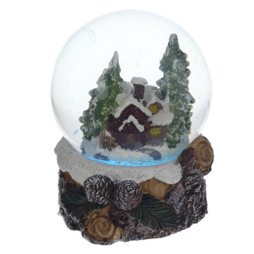 Фигурка декор в стекл шаре "Домик" (подсвет, LR44x2 н/п), D 6 см, L7 W7,5 H8 см, 2в.