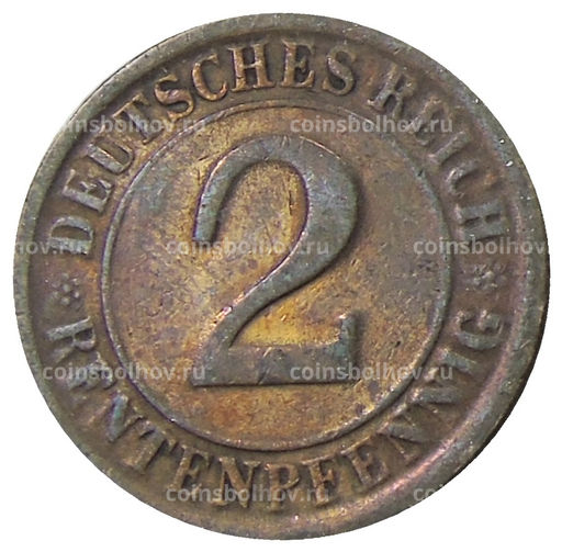 Монета 2 рентенпфеннига 1924 года A Германия