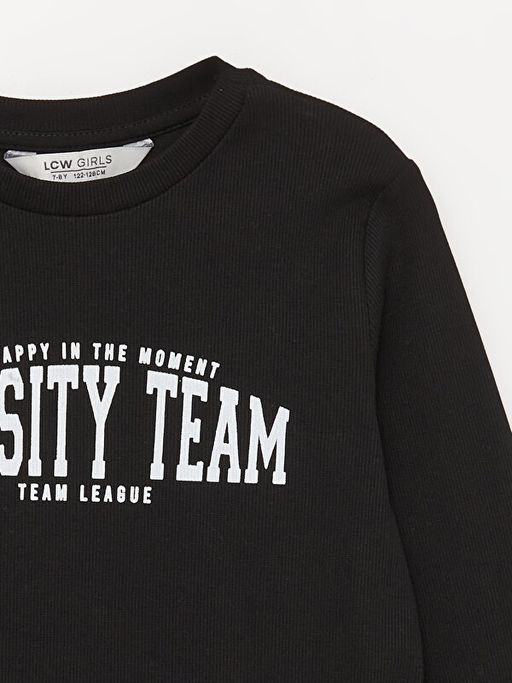 Bisiklet Yaka Bask?l? Uzun Kollu K?z ?ocuk Ti??rt - Waikiki фото 2