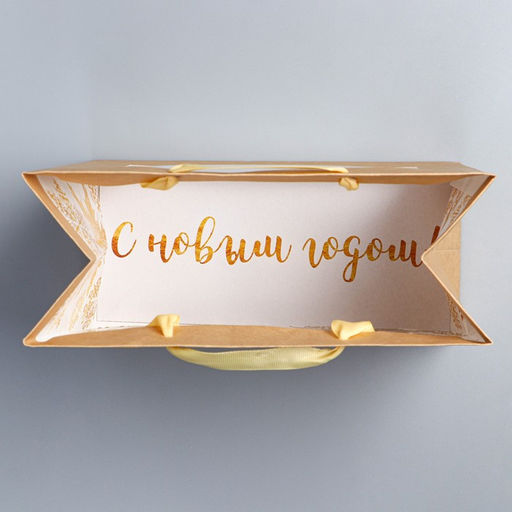 Пакет крафтовый с пластиковым окном Gold, 24 х 20 х 11см - Дарите счастье фото 6