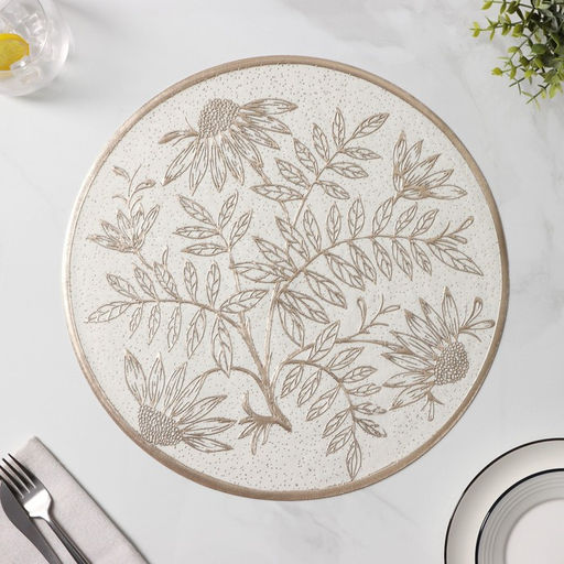 Набор салфеток сервировочных Доляна Ботаника, 2 шт, d=38 см, цвет бежевый  фото 13
