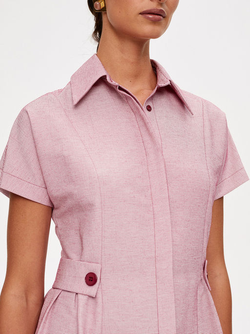 Льняное платье приталенного силуэта 422.050102/Красный - Seven senses фото 5