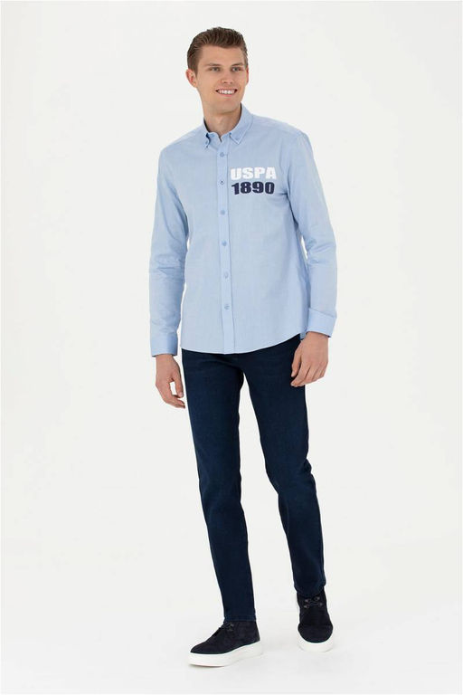 Мужская синяя рубашка с длинным рукавом - U.s. polo assn фото 4