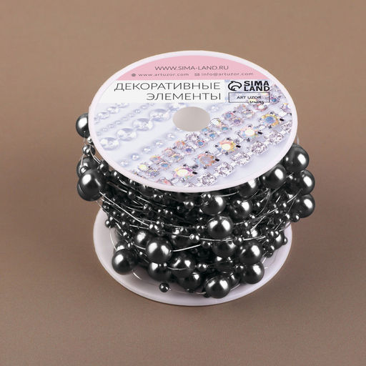 Жемчуг на леске, 3/8 мм, 9±0.5 м, серый