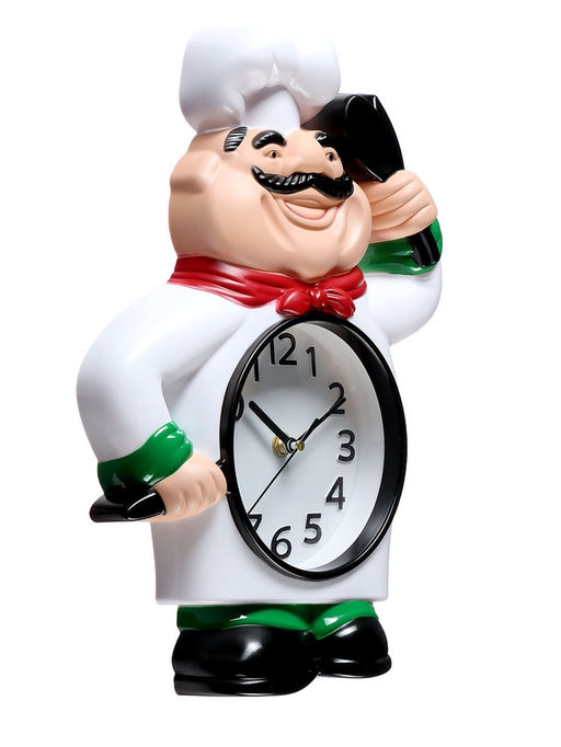 Часы настенные интерьерные «Шеф», для кухни, бесшумные, плавный ход, 33×24.5 см, циферблат d=14 см