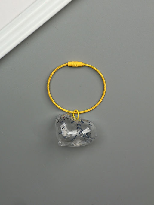 Цена за 2 шт. Брелок для шерсти кошачьей на тросе для ключей, рюкзака «Полосатый котик спит», капсула с секретом, трос d=5.2 см 2.5×3.8×3 см